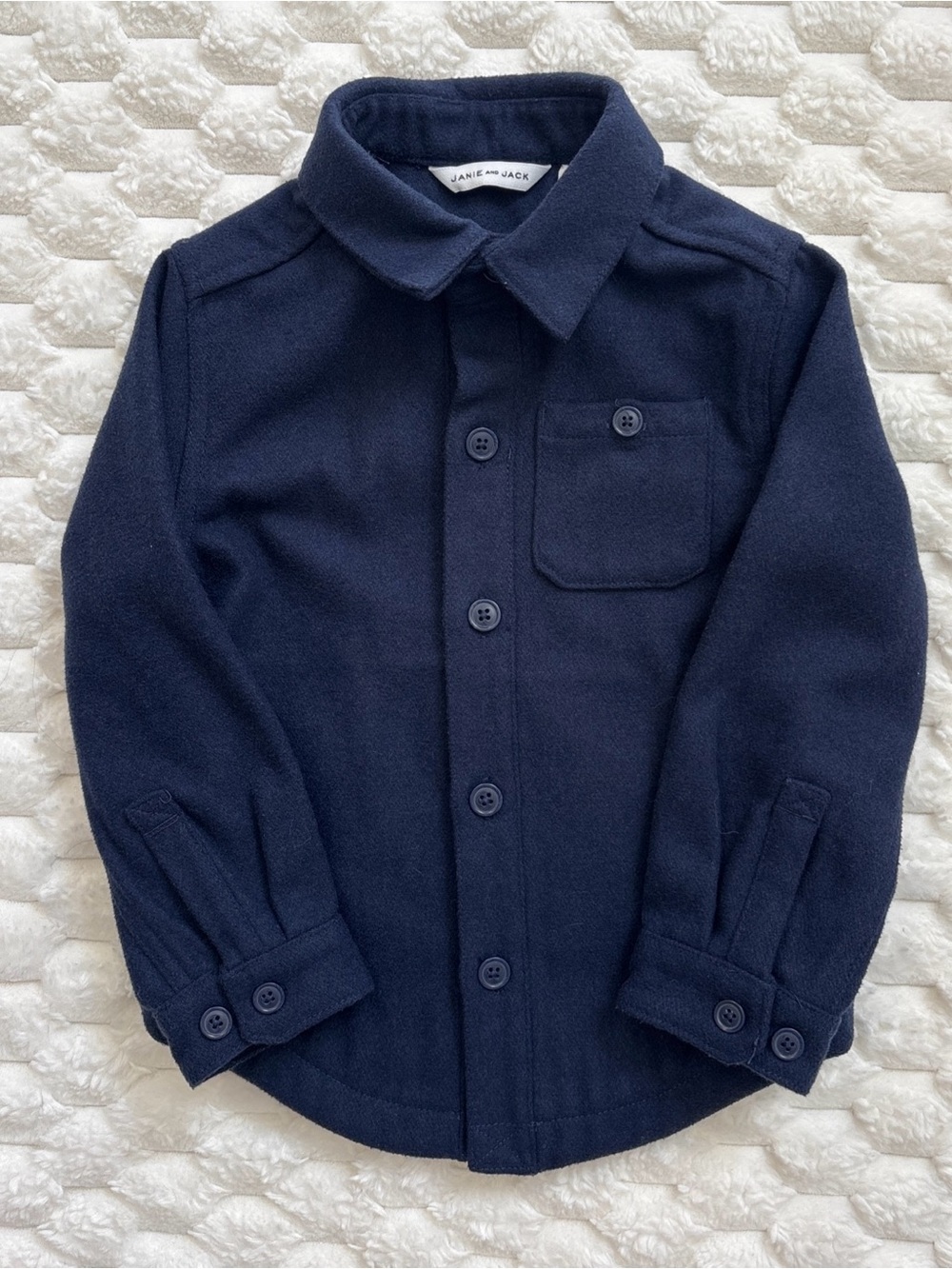 Janie And Jack Boys The Twill Shirt Jacket Size 3 to 4 Navy Blue Button Front